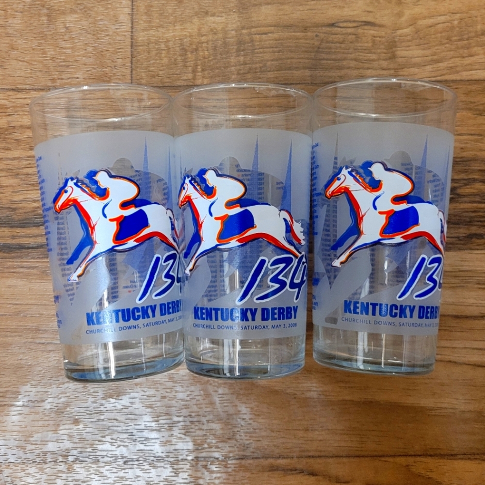 3 Rare 2008 Kentucky Derby 134th Running Mint Julep Glasses